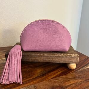 Portland Leather Taco Tassel Pouch FAST SHIP CALLA LILY Lavender Pink Makeup Bag